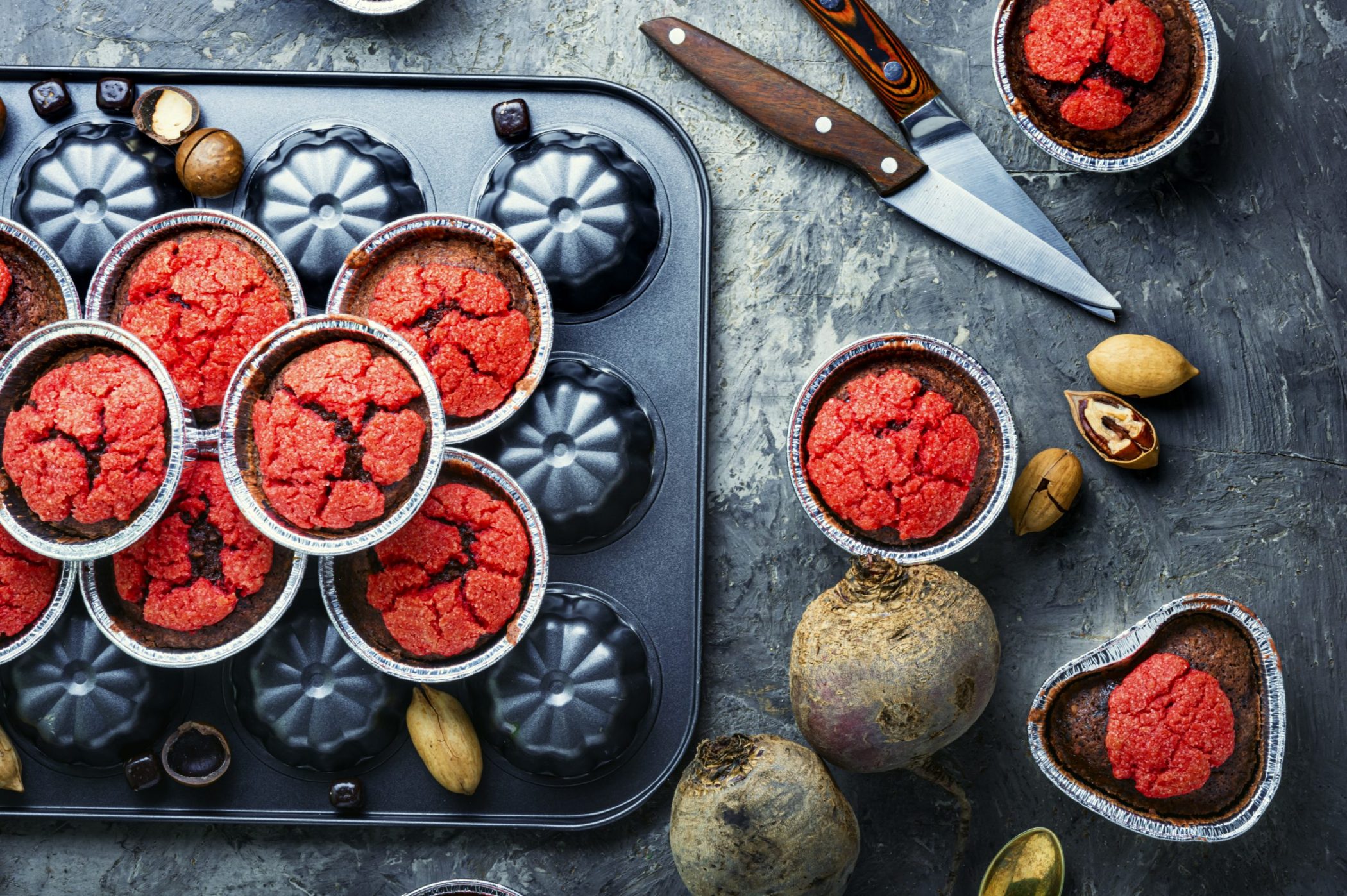 Sladké muffiny z červené řepy na svačiny nejen do školy